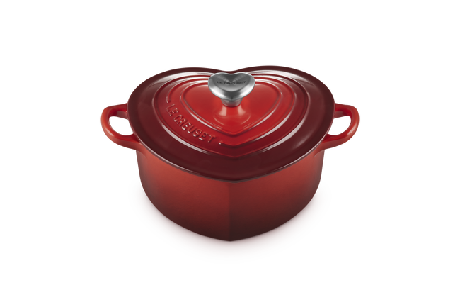 Cast Iron Heart Deep Casserole with Stainless Steel Heart Knob
