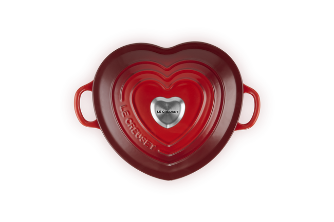 Cast Iron Heart Deep Casserole with Stainless Steel Heart Knob