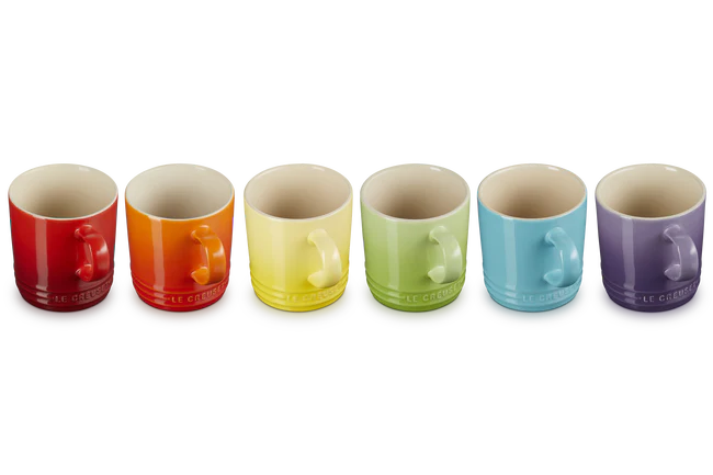 Stoneware Rainbow Set of 6 Cappuccino Mugs