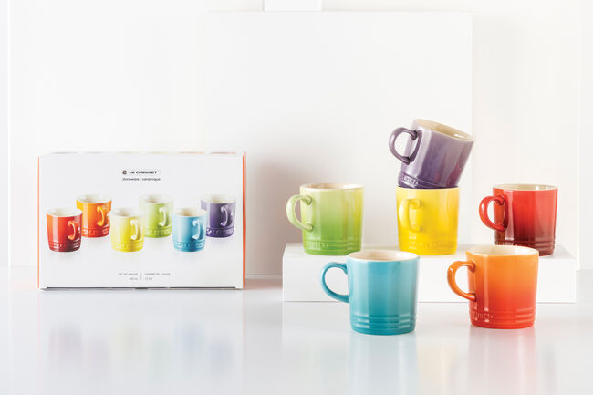 Stoneware Rainbow Set of 6 Espresso Mugs